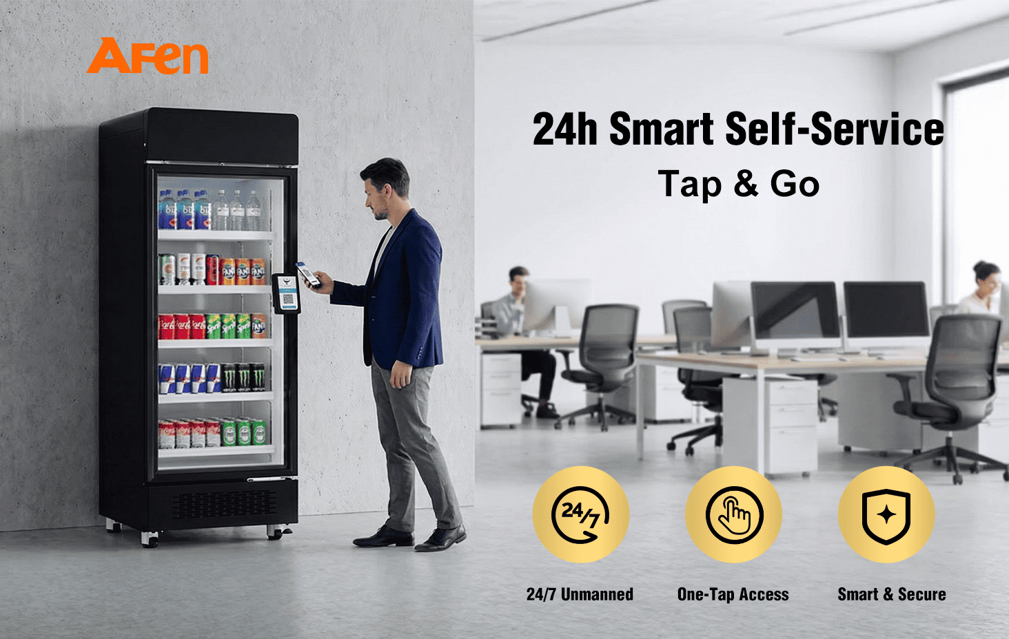 AFEN 510 smart cooler manome vahaolana amin'ny varotra tsy misy mpanamory 24/7 ho an'ny birao sy toeram-panatanjahan-tena